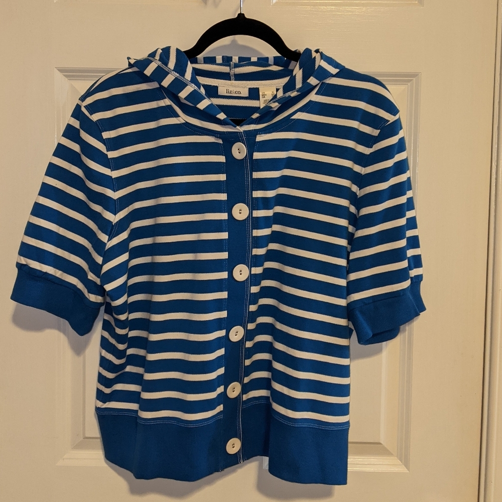 Liz Claiborne, nautical, striped hoodie in XL